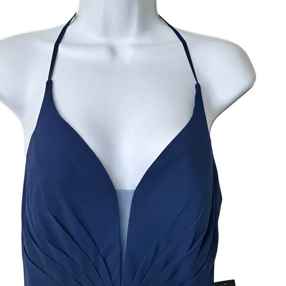 NWT Lulus 6 She's Gorgeous Navy Blue Lace-Up Rhinestone Maxi Dress 126$ - Picture 8 of 16